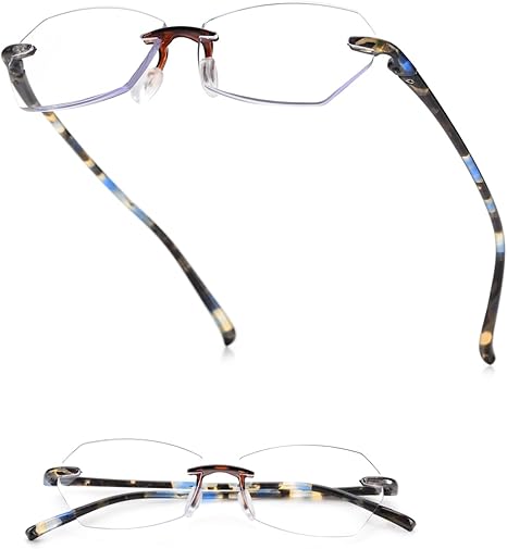 TERAISE Rimless Reading Glasses for Women/Men,Blue Light Blocking Reading Glasses,Ultralight Frameless Computer Readers