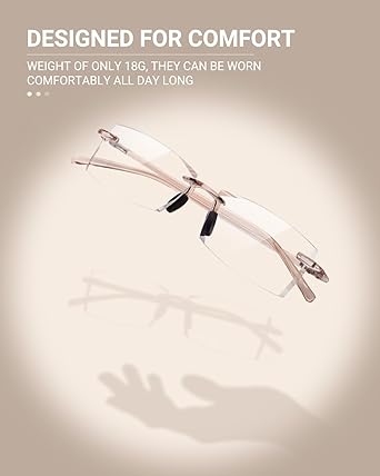 TERAISE Rimless Reading Glasses Comfortable Lightweight Frameless Reader Men Women Blue Light Blocking Computer Eyeglasses