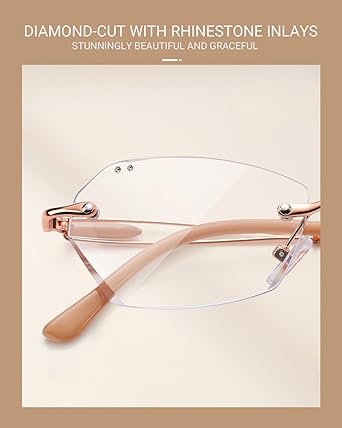 TERAISE Trendy Rimless Reading Glasses for Women, Stylish Blue Light Blocking Computer Reader, Clear Lens Comfortable