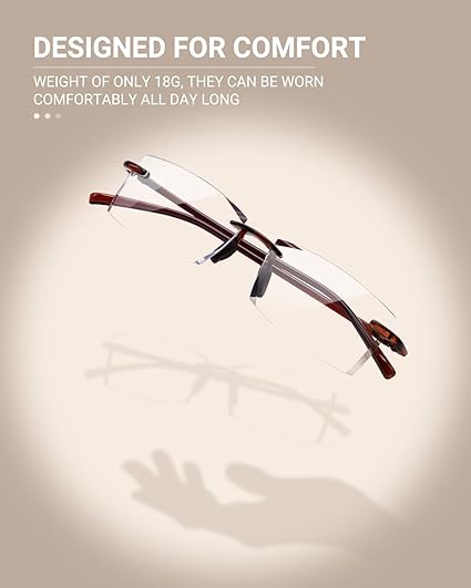 TERAISE Rimless Reading Glasses Comfortable Lightweight Frameless Reader Men Women Blue Light Blocking Computer Eyeglasses