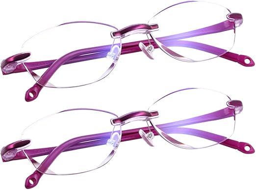 TERAISE Rimless Reading Glasses Fashion Diamond Cutting Design Anti-Fatigue Clear Lens Spectacle Readers for Women