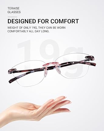 TERAISE Rimless reading glasses for women Comfortable Lightweight Frameless Reader Blue Light Blocking Computer Eyeglasses