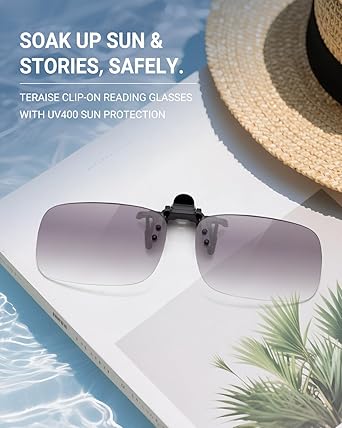 TERAISE Reading Glasses Clip On Magnifiers for Eyeglasses, Blue Light Blocking Magnifiers Lenses Readers for Women Men