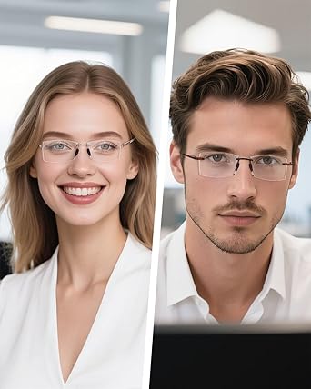 TERAISE Rimless Reading Glasses Comfortable Lightweight Frameless Reader Men Women Blue Light Blocking Computer Eyeglasses