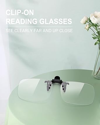 TERAISE Reading Glasses Clip On Magnifiers for Eyeglasses, Blue Light Blocking Magnifiers Lenses Readers for Women Men