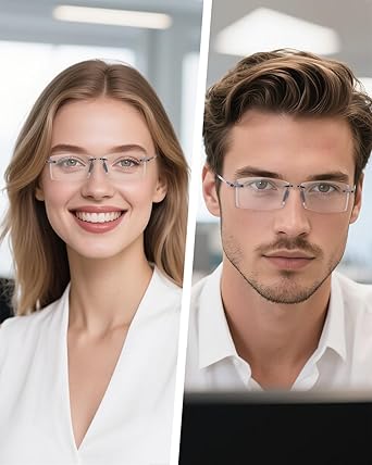 TERAISE Rimless Reading Glasses Comfortable Lightweight Frameless Reader Men Women Blue Light Blocking Computer Eyeglasses