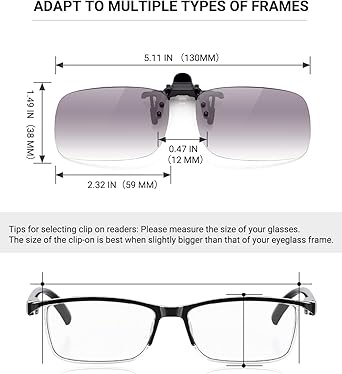 TERAISE Reading Glasses Clip On Magnifiers for Eyeglasses, Blue Light Blocking Magnifiers Lenses Readers for Women Men