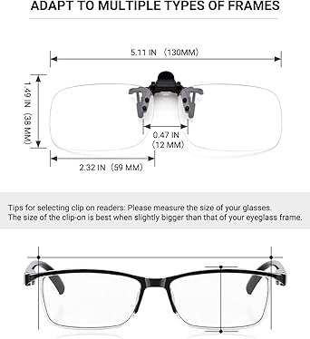 TERAISE Reading Glasses Clip On Magnifiers for Eyeglasses, Blue Light Blocking Magnifiers Lenses Readers for Women Men