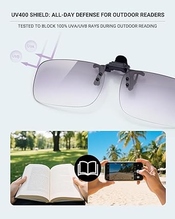 TERAISE Reading Glasses Clip On Magnifiers for Eyeglasses, Blue Light Blocking Magnifiers Lenses Readers for Women Men