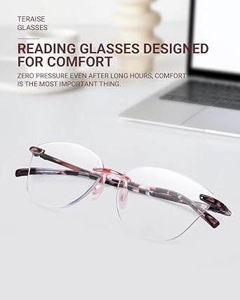 TERAISE Rimless reading glasses for women Comfortable Lightweight Frameless Reader Blue Light Blocking Computer Eyeglasses