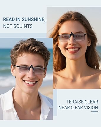 TERAISE Reading Glasses Clip On Magnifiers for Eyeglasses, Blue Light Blocking Magnifiers Lenses Readers for Women Men