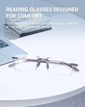 TERAISE Rimless Reading Glasses Comfortable Lightweight Frameless Reader Men Women Blue Light Blocking Computer Eyeglasses