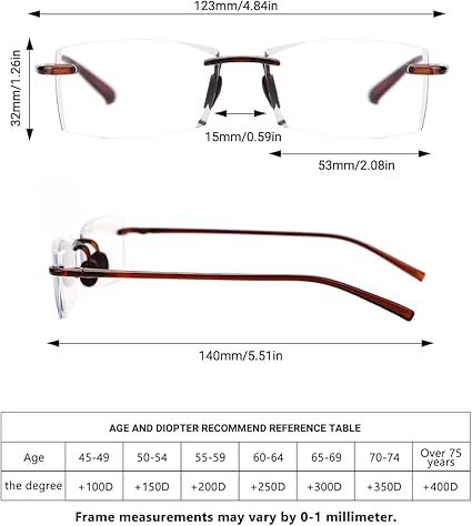 TERAISE Rimless Reading Glasses Comfortable Lightweight Frameless Reader Men Women Blue Light Blocking Computer Eyeglasses