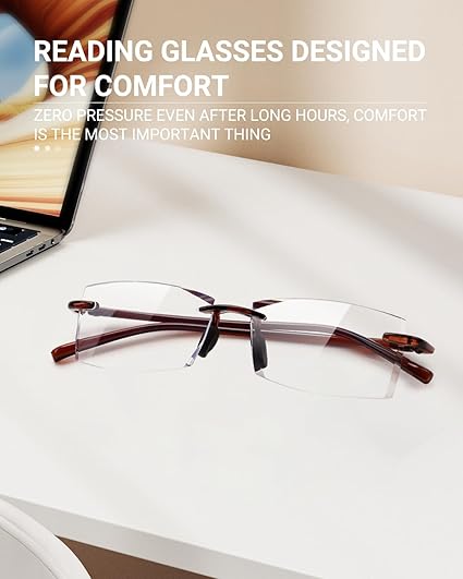 TERAISE Rimless Reading Glasses Comfortable Lightweight Frameless Reader Men Women Blue Light Blocking Computer Eyeglasses