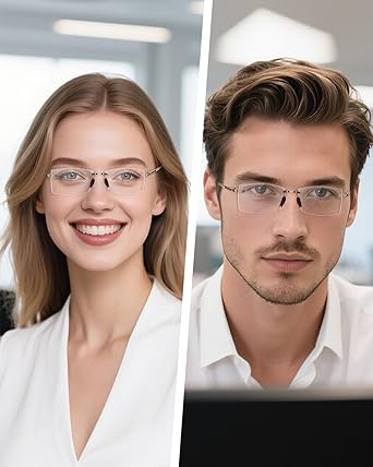 TERAISE Rimless Reading Glasses Comfortable Lightweight Frameless Reader Men Women Blue Light Blocking Computer Eyeglasses