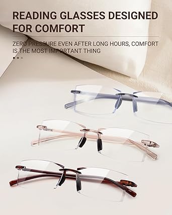 TERAISE Rimless Reading Glasses Comfortable Lightweight Frameless Reader Men Women Blue Light Blocking Computer Eyeglasses