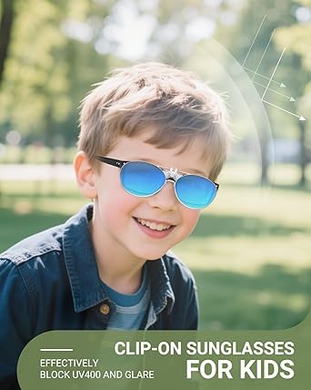 TERAISE Polarized Clip-on Sunglasses for Kids, Ultralight Sunglasses over Glasses Boys/Girls，Anti-UV400 Outdoor Play