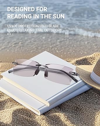 TERAISE Rimless Reading Glasses Comfortable Lightweight Frameless Reader Men Women Blue Light Blocking Computer Eyeglasses