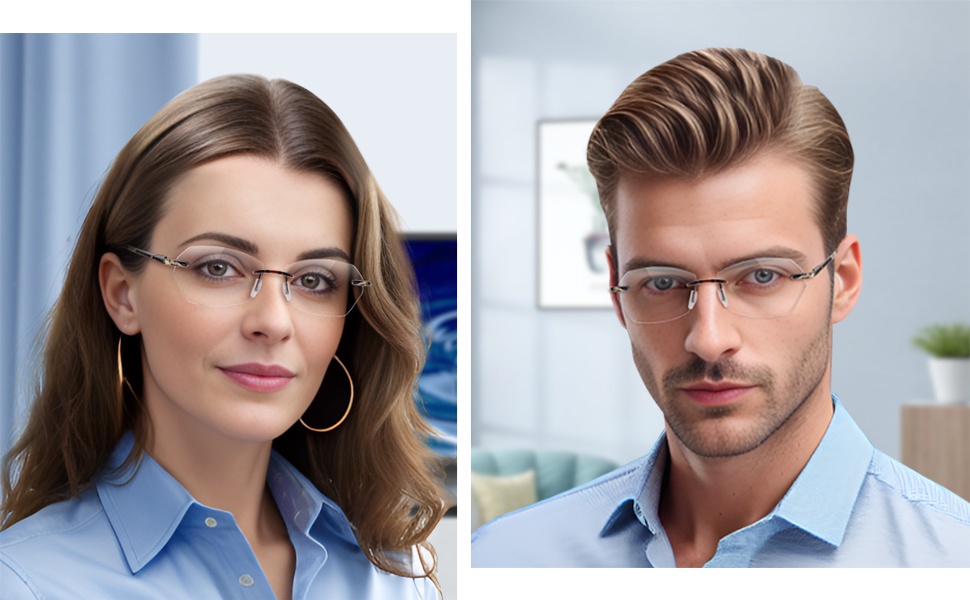fashion stylish 1.5 2.0 2.5 strength lightweigh rimless reading glasses for men women
