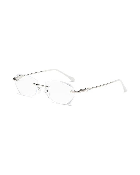 TERAISE Frameless Reading Glasses For Women With Blue Light Blocking,Fashion Diamond Cutting Rimless Eyeglasses
