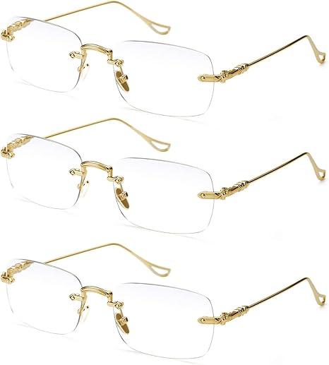 TERAISE Frameless Metal Reading Glasses for Men/Women Blue Light Blocking -Rimless Fashion Comfortable Computer Eyeglasses