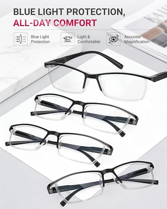 TERAISE 4PCS Fashion Anti-blue light Reading Glasses Men Women Computer Reader