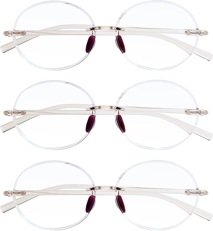 TERAISE Rimless Reading Glasses for Women,3 Pack Blue Light Blocking Reading Glasses,Ultralight Frameless Reader