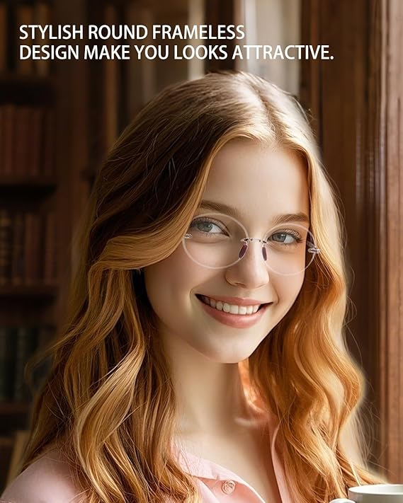 TERAISE Rimless Reading Glasses for Women,3 Pack Blue Light Blocking Reading Glasses,Ultralight Frameless Reader