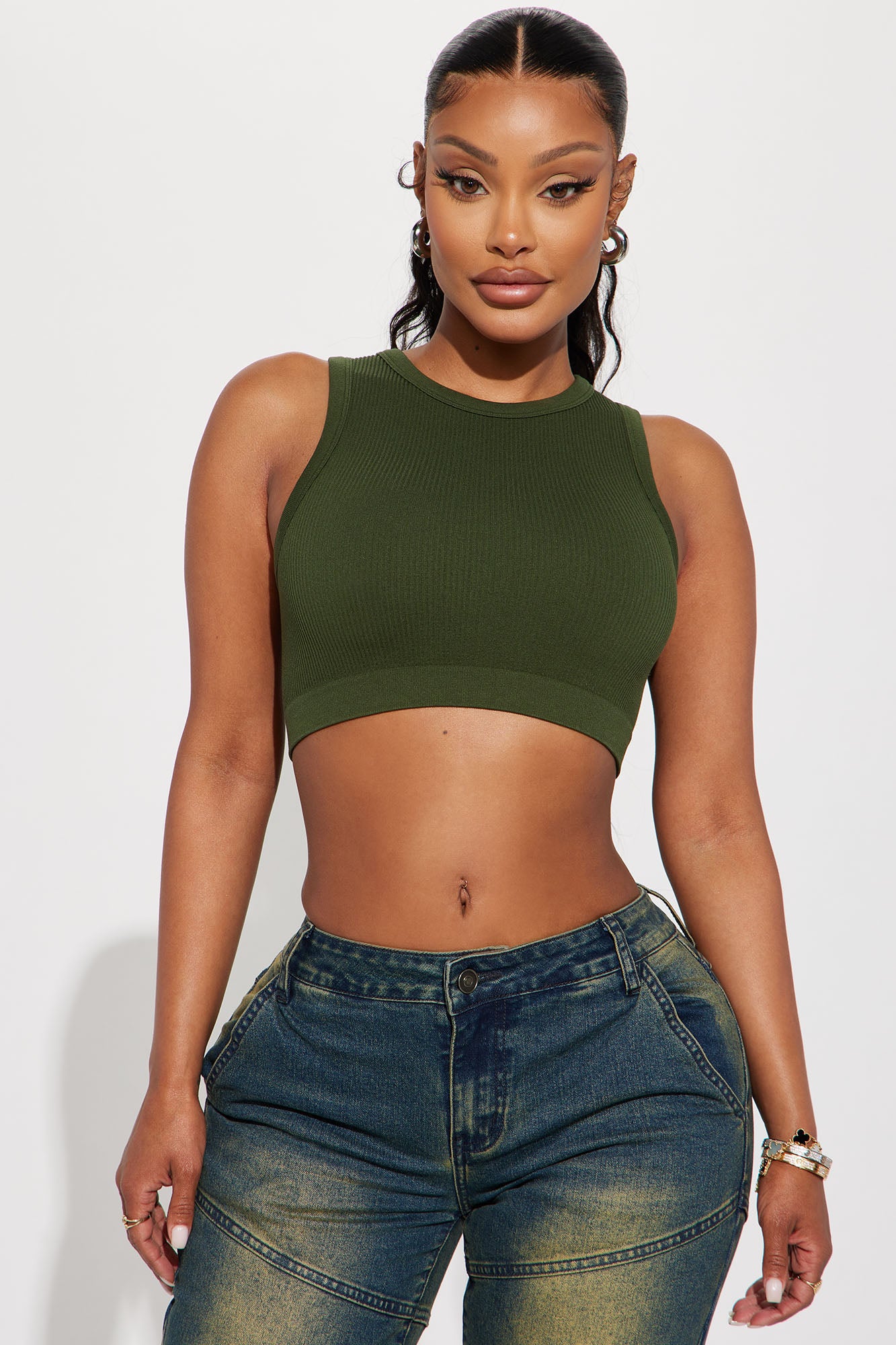 Jackie Seamless Crop Top - Hunter