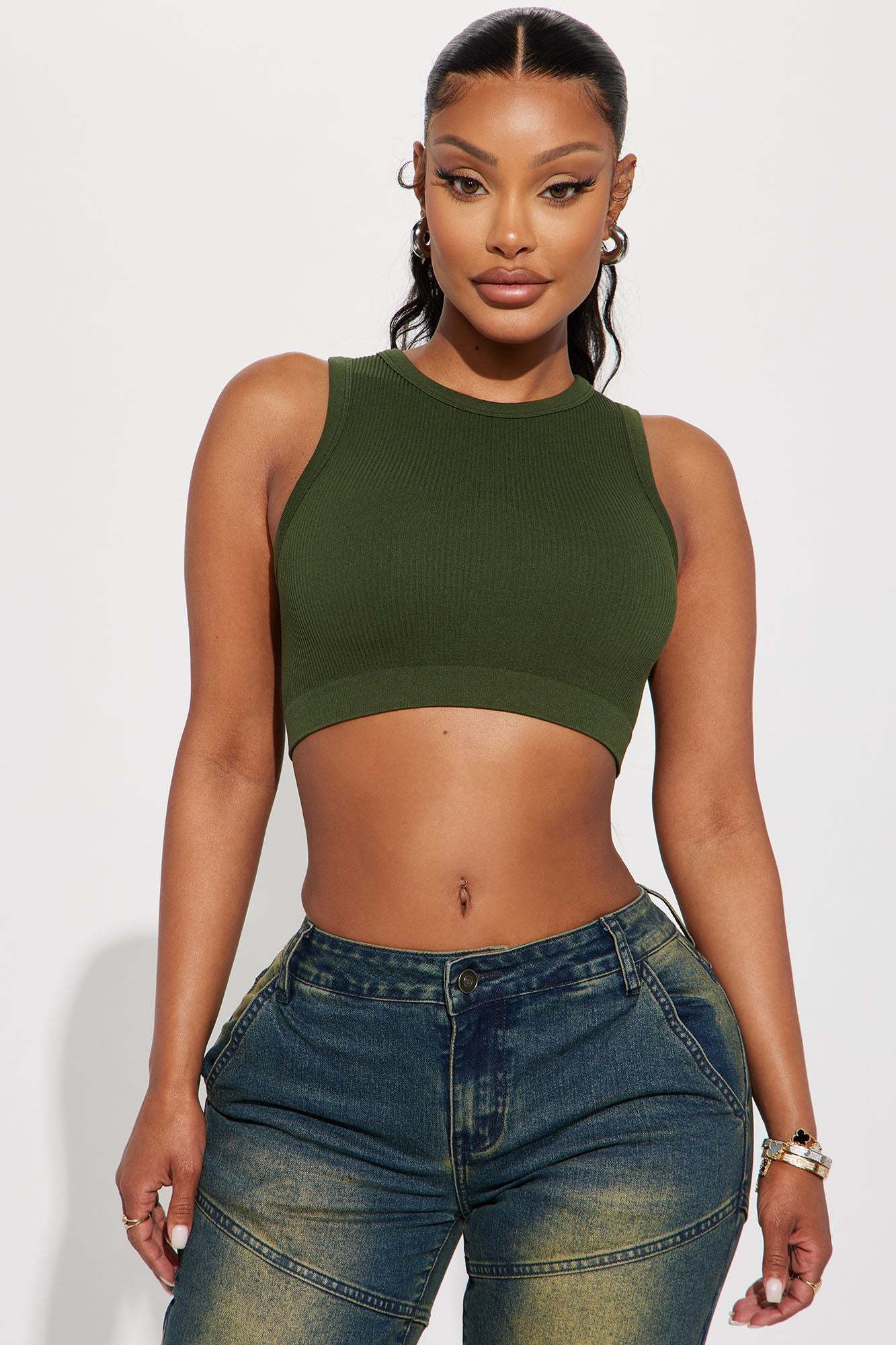Jackie Seamless Crop Top - Hunter