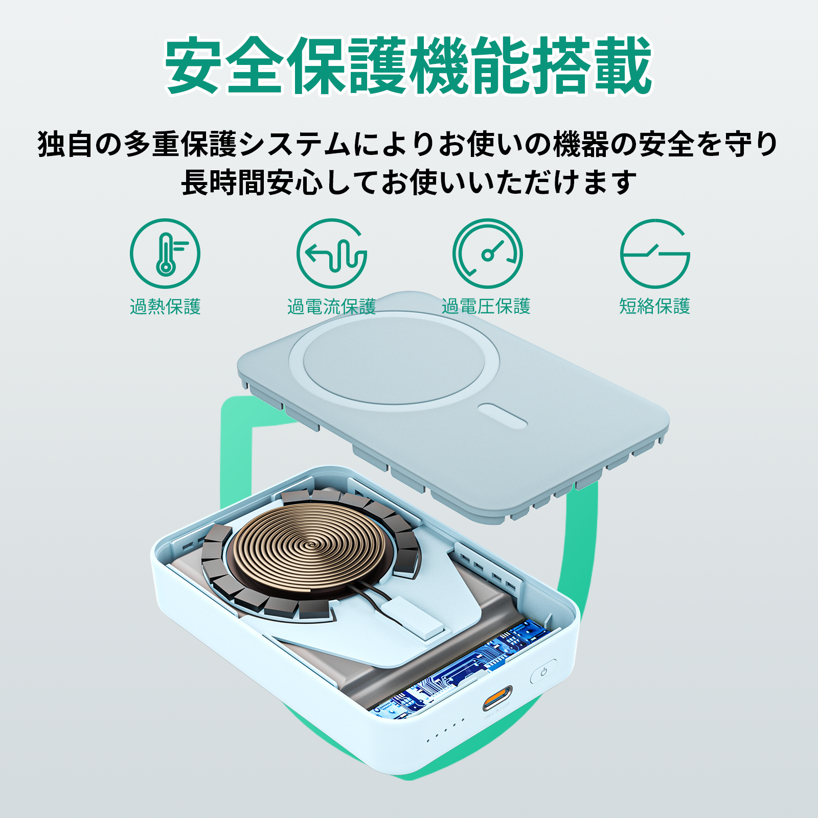 マグネット式10000mAhモバイルバッテリー PB-ML01