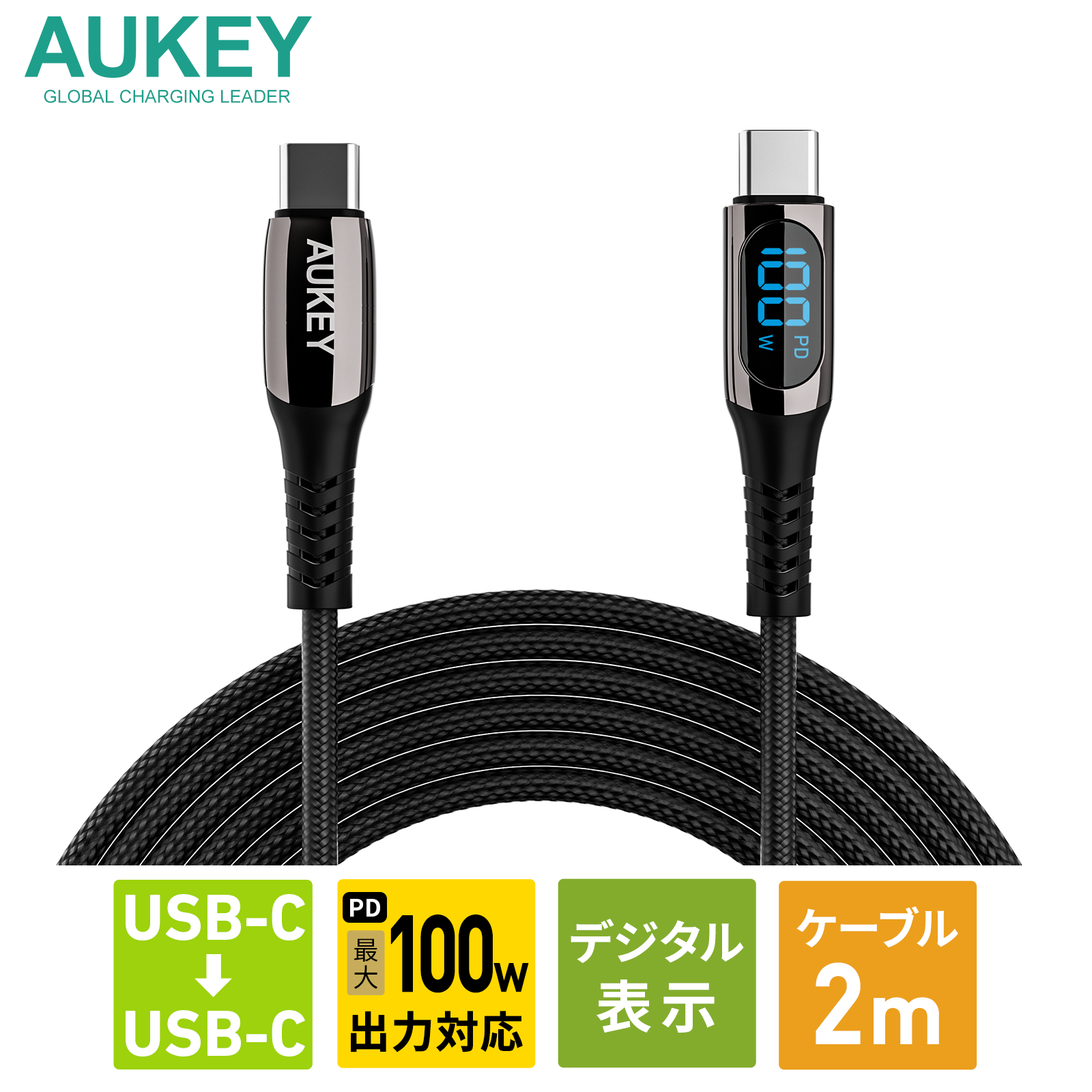 100W USB-C to Cケーブル 2m CB-CC13L