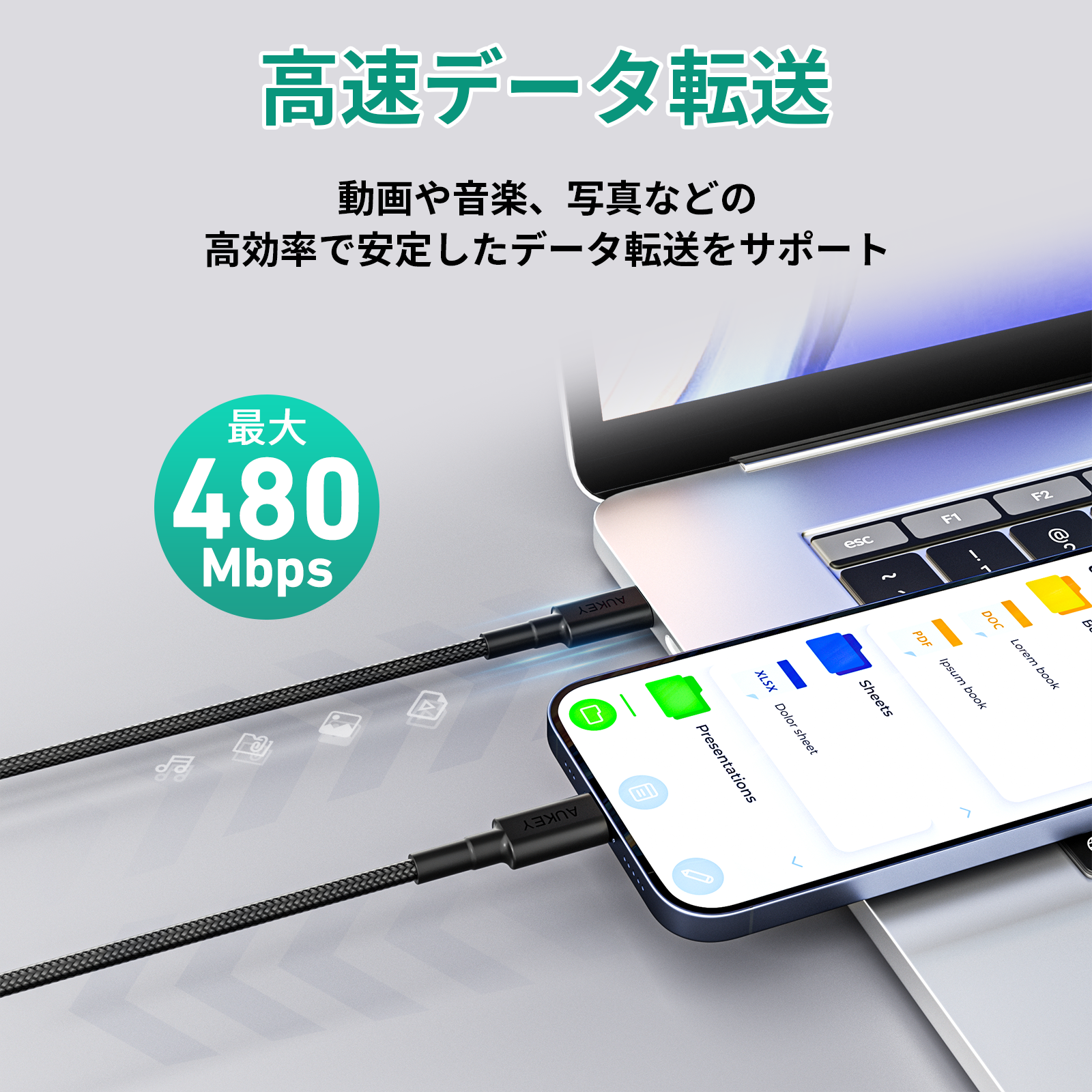 60W USB-C TO Cケーブル 1.5M CB-CC15L