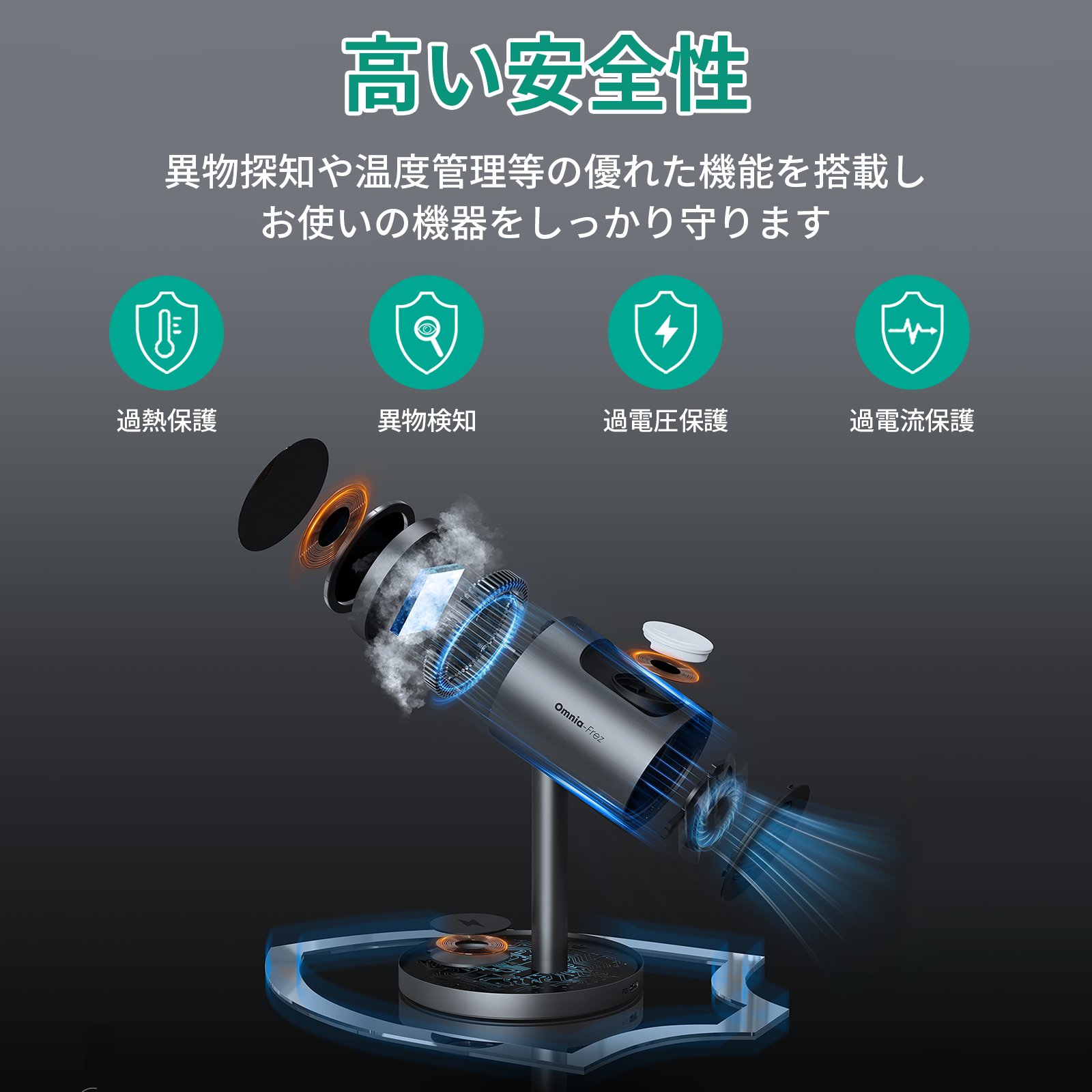 アクティブ冷却機能 3-in-1ワイヤレス充電ステーション LC-MC311A