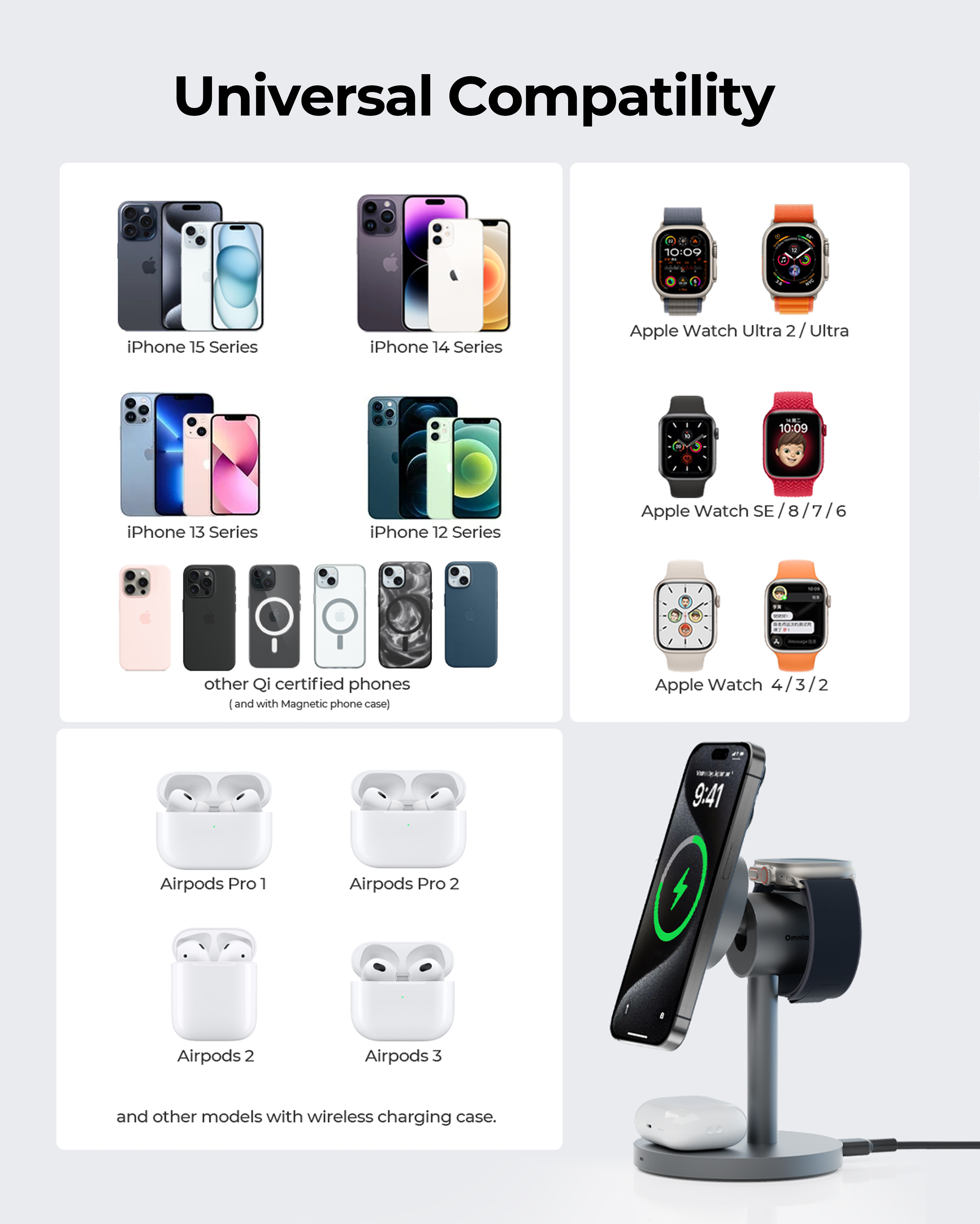 3-in-1ワイヤレス充電ステーション LC-MC311