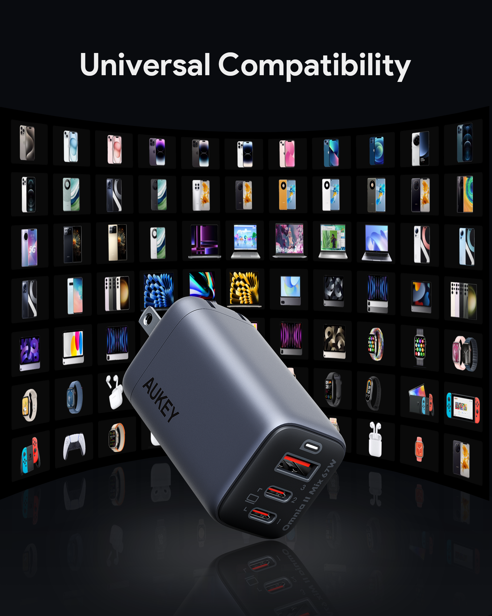 Omnia ll Mix 67W 3ポートUSB充電器 PA-B6U