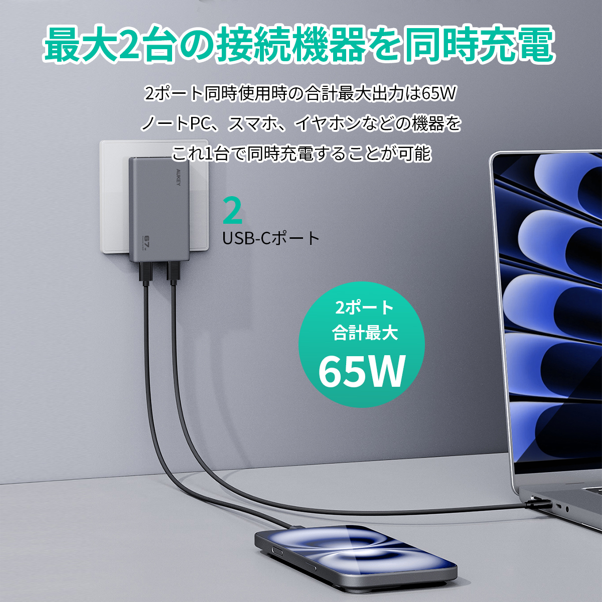 極薄67W GaN PD対応急速充電器 PA-C4