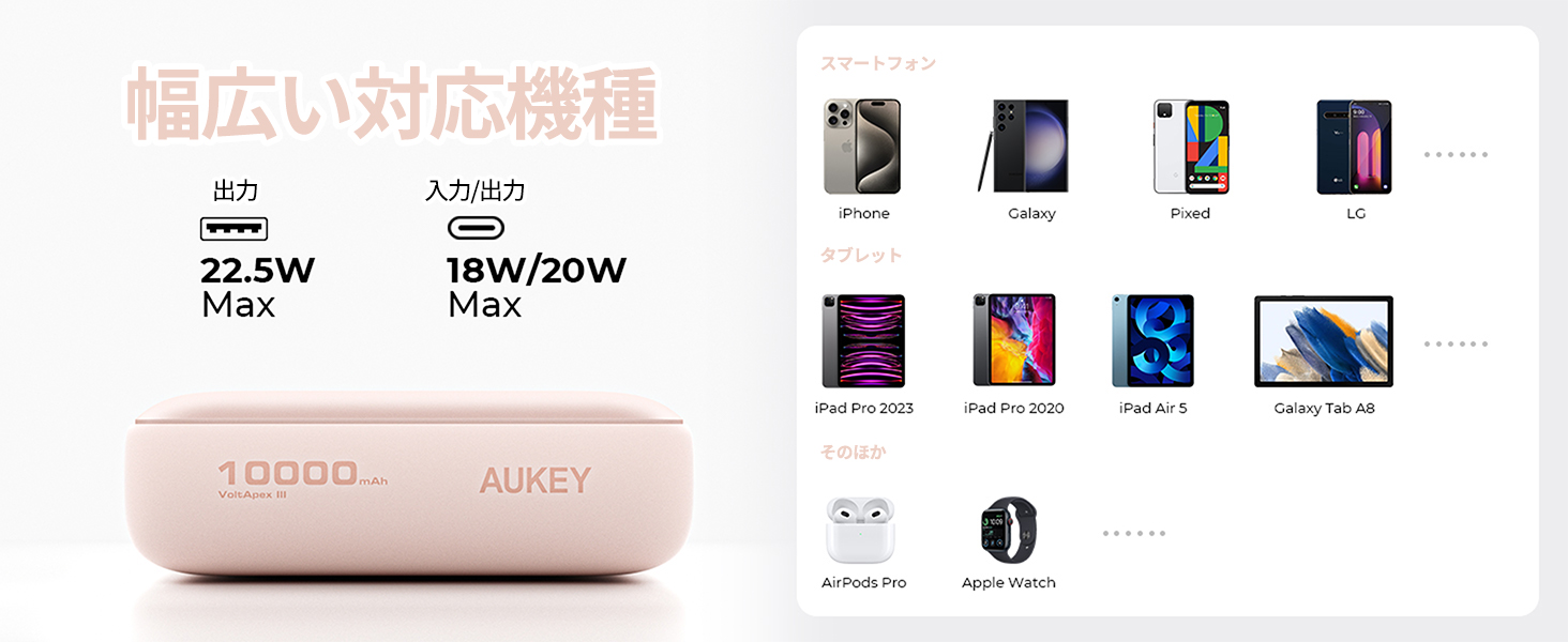 20W 10000mAh モバイルバッテリー PB-Y55