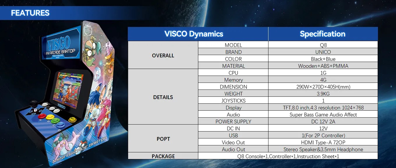VISCO Mini Arcade Bartop -SNK MVSX
