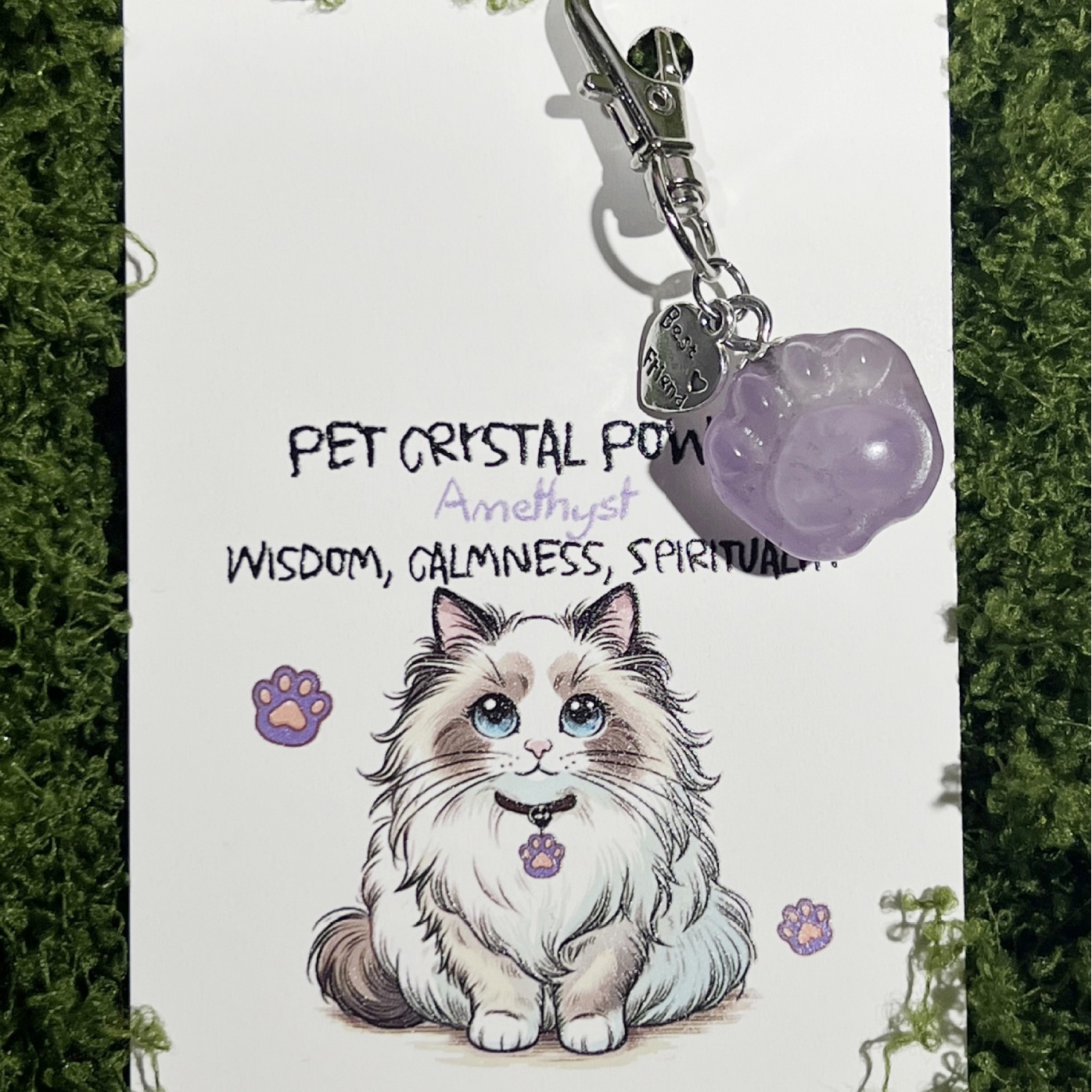 天然水晶貓爪鑰匙扣