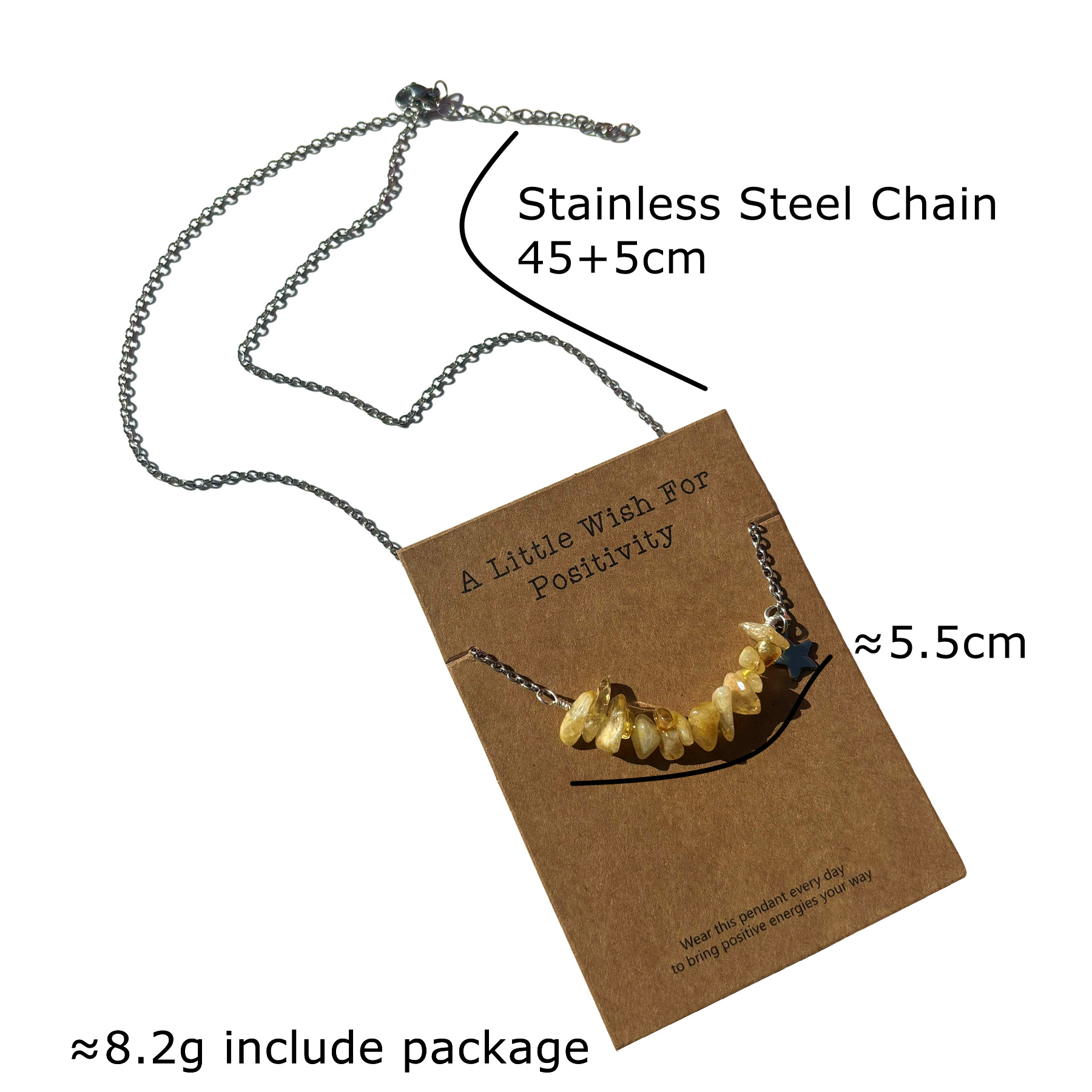 許願卡片療愈碎水晶項鏈