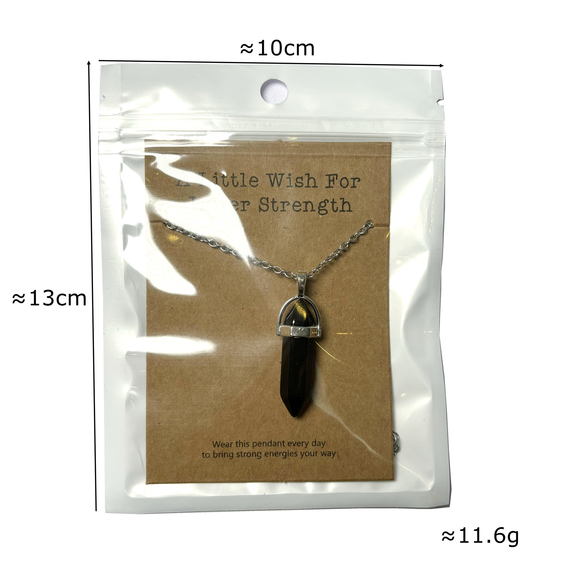 許願卡片六棱柱水晶吊墜項鏈