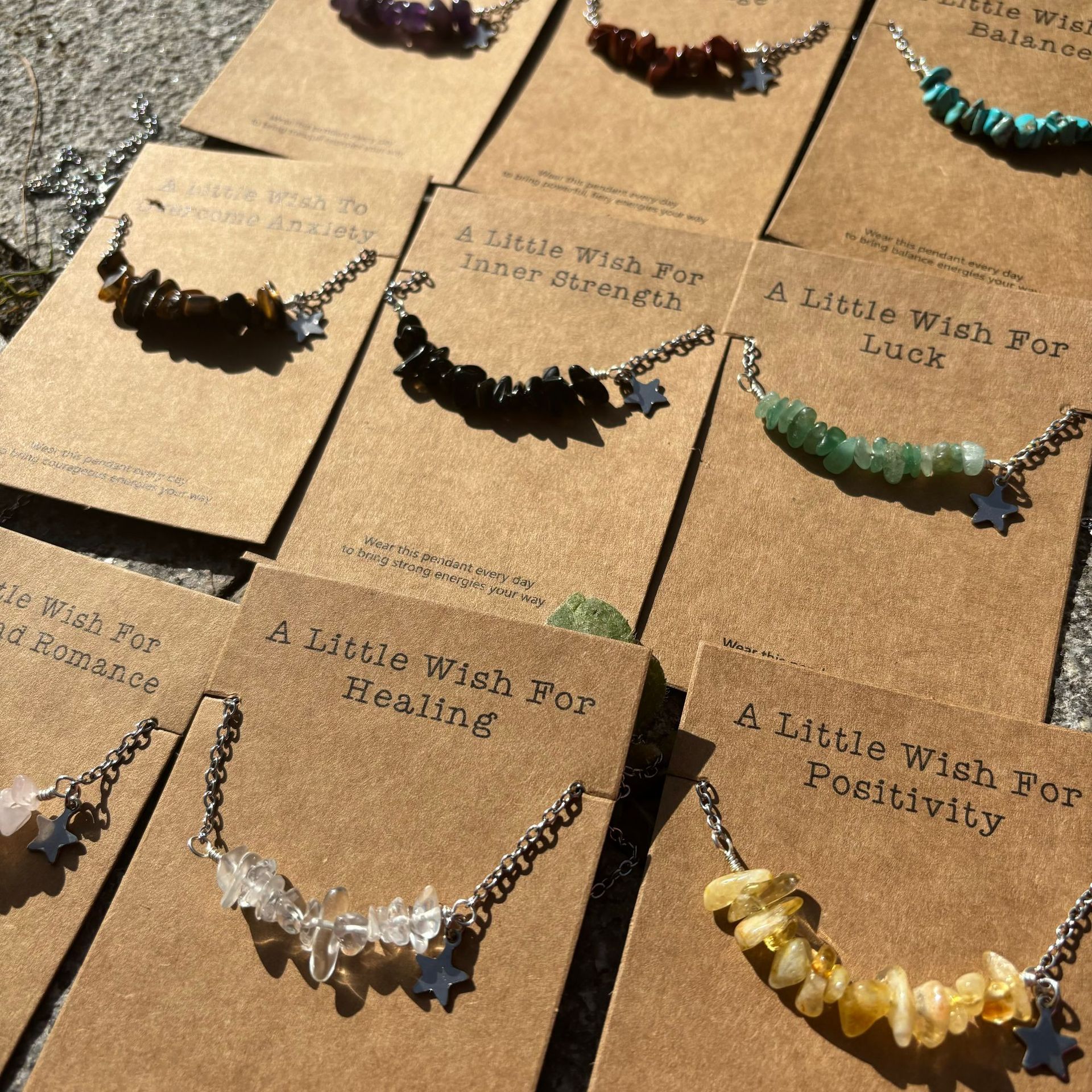 許願卡片療愈碎水晶項鏈