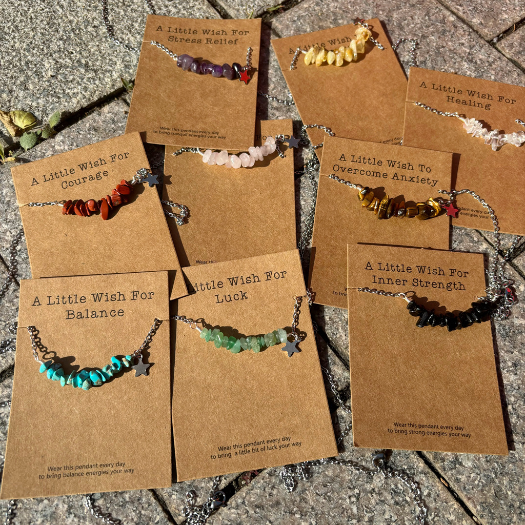 許願卡片療愈碎水晶項鏈