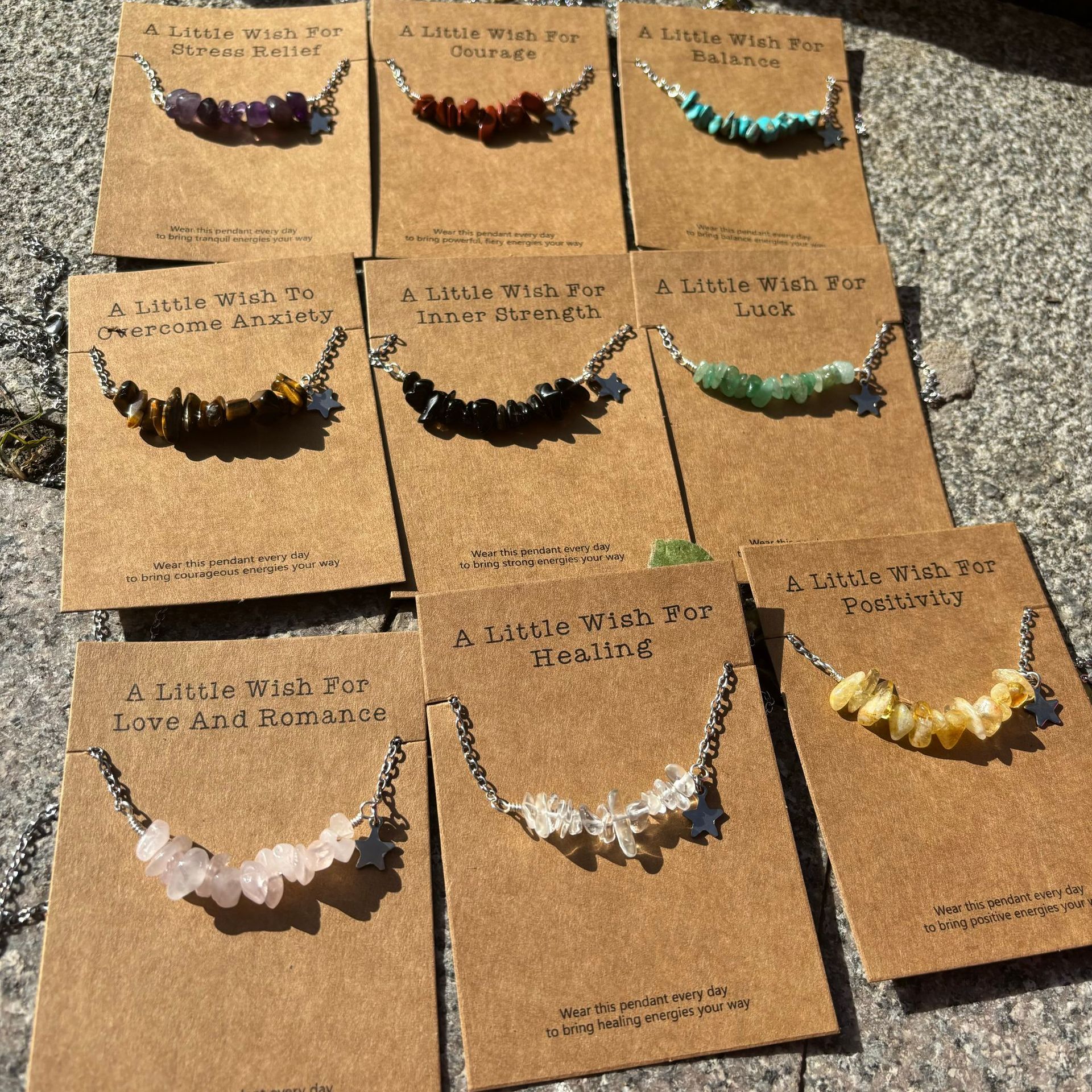 許願卡片療愈碎水晶項鏈