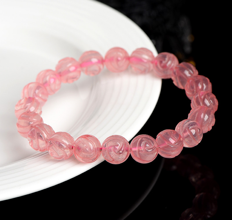 天然粉晶玫瑰手串