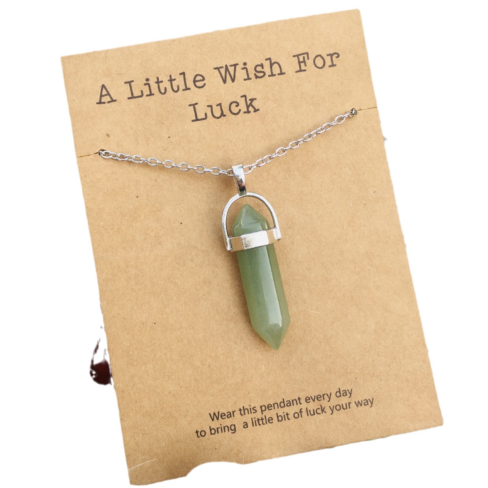 許願卡片六棱柱水晶吊墜項鏈