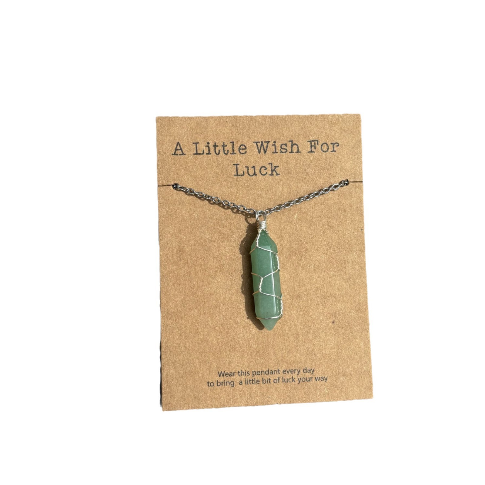 許願卡片繞線水晶吊墜項鏈