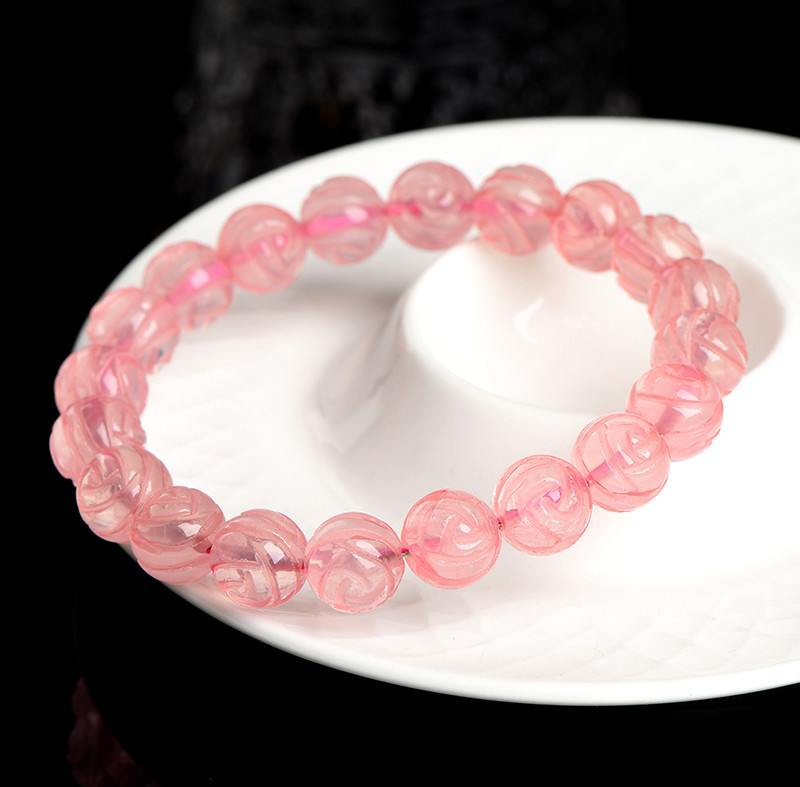 天然粉晶玫瑰手串