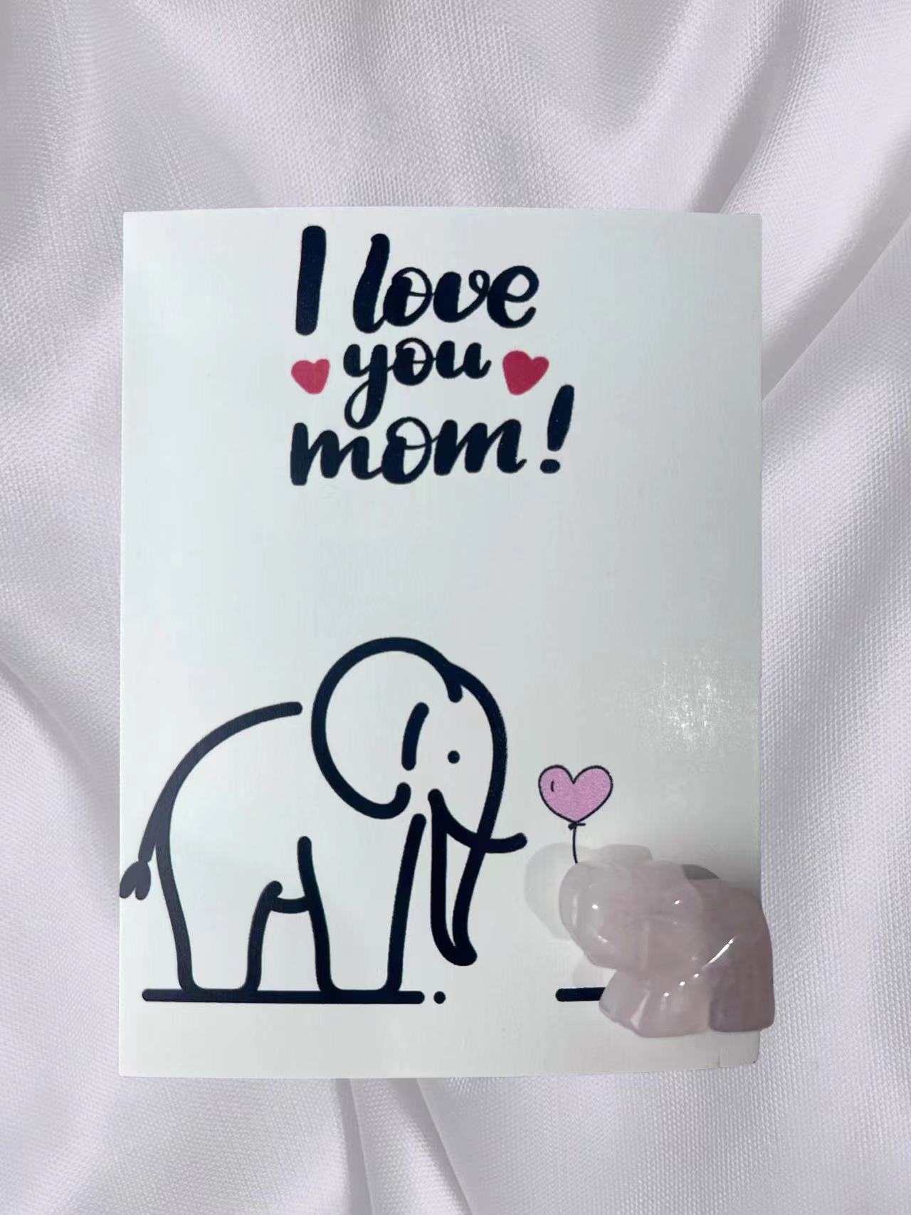 “I love you mom"天然水晶小象祝福